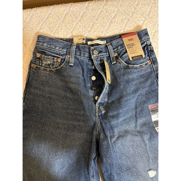 New Levi’s Super High Rise Rib Cage Straight Women’s  Distressed Jeans Sz  29/27 - Picture 6 of 16